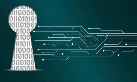 Data security concept with white keyhole and patterns on a smooth background Stock Illustration