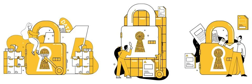 Data security. Confidence in business transactions blooms in garden data Illustrazione stock