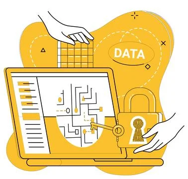 Data security. Confidentiality blooms in environment fortified by meticulou.. Stock Illustration