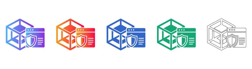 Data Security Cube and Shield Icons Illustrazione stock