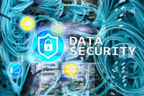 Data security, cyber crime prevention, Digital information protection. Lock i Stock Illustration