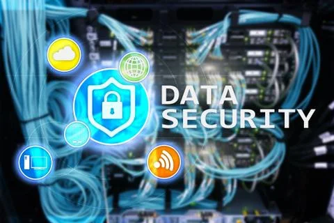 Data security, cyber crime prevention, Digital information protection. Lock i Stockillustratie