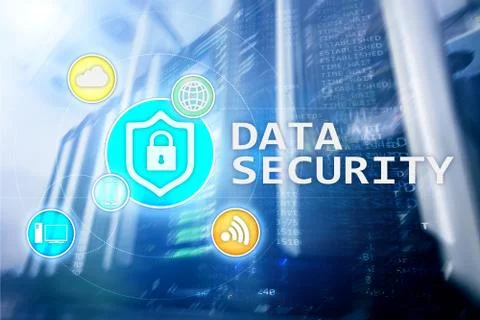 Data security, cyber crime prevention, Digital information protection. Lock i Stock Illustration