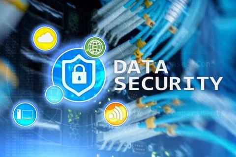 Data security, cyber crime prevention, Digital information protection. Lock i Illustrazione stock