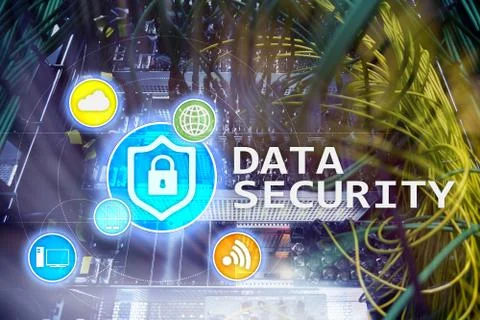 Data security, cyber crime prevention, Digital information protection. Lock i Stock Illustration