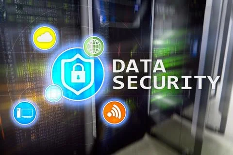 Data security, cyber crime prevention, Digital information protection. Lock i Illustrazione stock