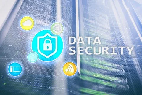 Data security, cyber crime prevention, Digital information protection. Lock i Illustrazione stock