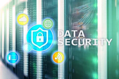 Data security, cyber crime prevention, Digital information protection. Lock i Stock Illustration