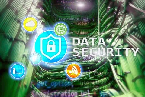 Data security, cyber crime prevention, Digital information protection. Lock i Stock Illustration