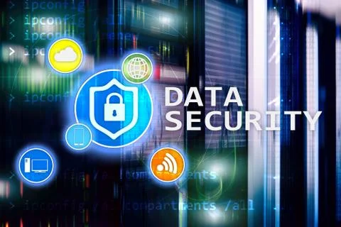 Data security, cyber crime prevention, Digital information protection. Lock Illustrazione stock