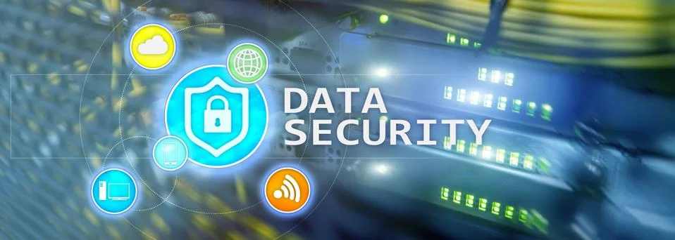 Data security, cyber crime prevention, Digital information protection. Lock Illustrazione stock