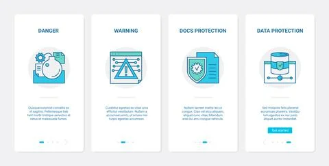 Data security cyber protect technology UX, UI onboarding mobile app page screen イラスト素材