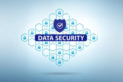 Data security in cybersecurity concept Stock Illustration
