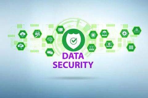 Data security in cybersecurity concept Illustrazione stock