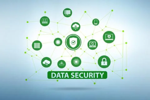 Data security in cybersecurity concept 스톡 일러스트