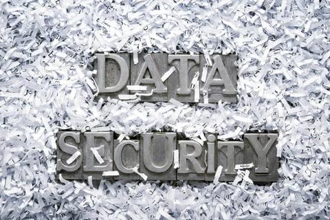 Data security data security phrase made from metallic letterpress type ins... Stock Photos