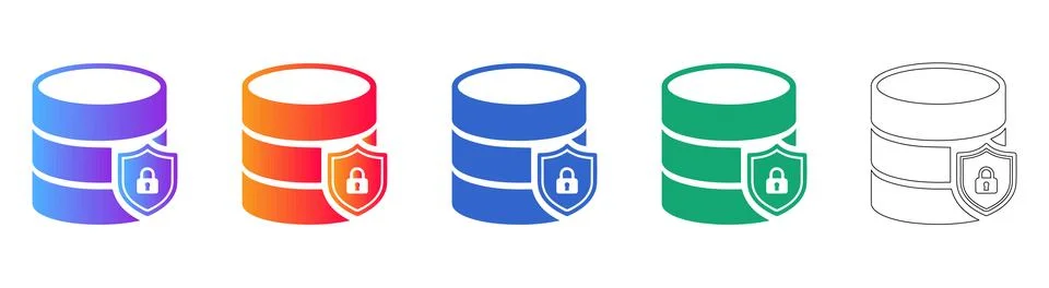 Data Security Database Storage Icons Stock Illustration