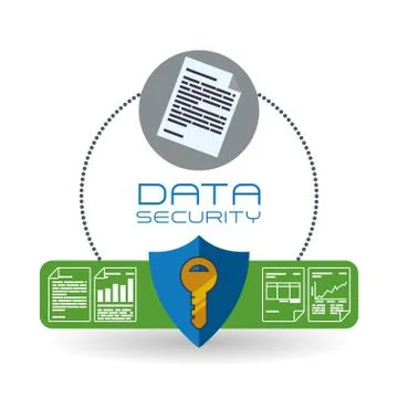 Data Security design. Protect icon. Data center illustration Illustrazione stock