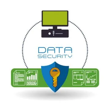 Data Security design. Protect icon. Data center illustration Illustrazione stock