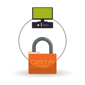Data Security design. Protect icon. Data center illustration Illustrazione stock