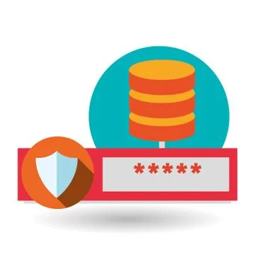 Data Security design. Protect icon. Data center illustration Illustrazione stock