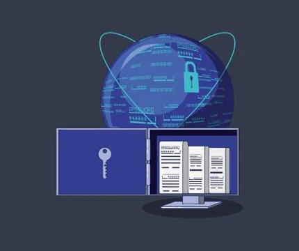 Data security with desktop Stock Illustration