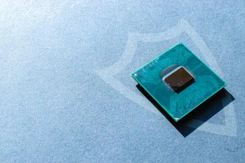 Data security. Digital computer processor, network motherboard chip on dark t 스톡 사진