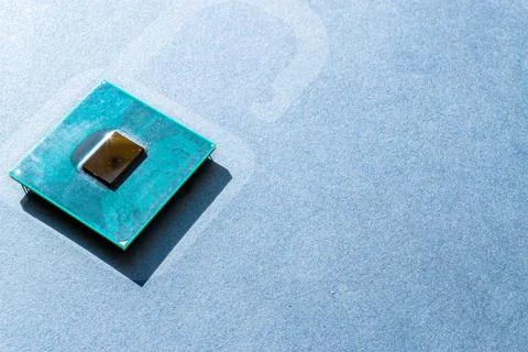 Data security. Digital computer processor, network motherboard chip on dark t Foto stock