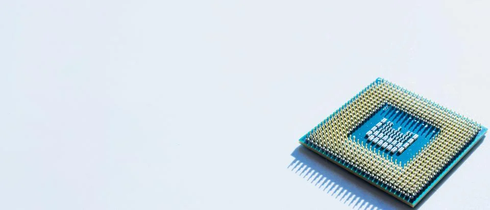 Data security. Digital computer processor, network motherboard chip on white  스톡 사진