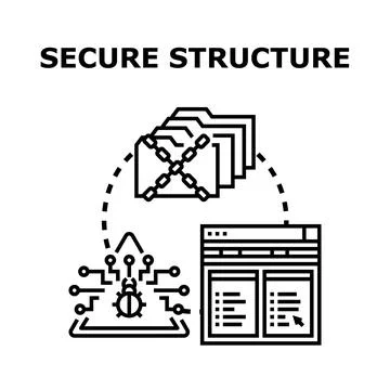 Data security, digital protection, and cybersecurity structure concept Stockillustratie