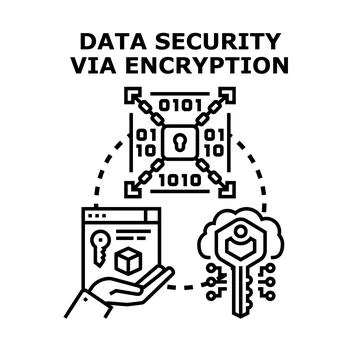 Data security via encryption process and digital protection Stock Illustration