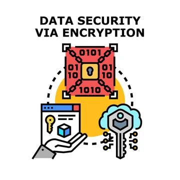 Data security via encryption process and digital protection Stock Illustration
