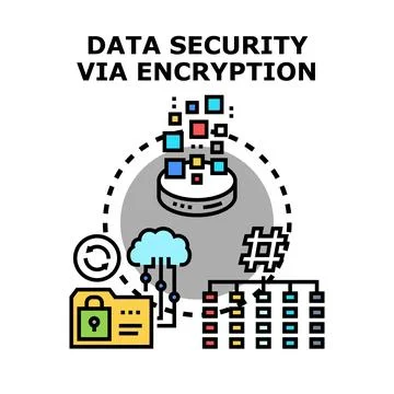 Data security encryption process protecting digital information イラスト素材