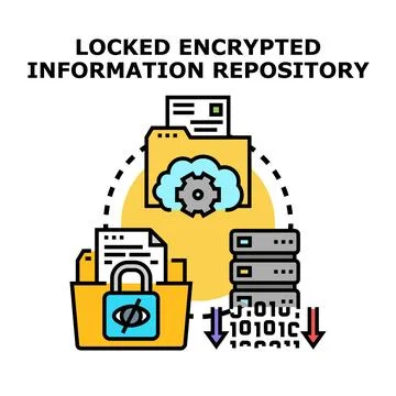 Data security encryption protecting digital information repository Stock Illustration