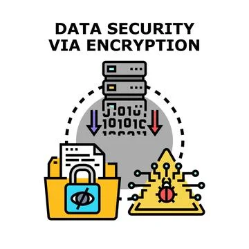 Data security via encryption protecting digital information Stock Illustration