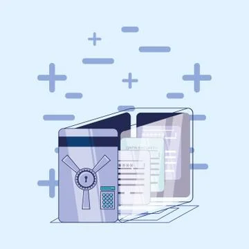 Data security files in safe box Stock Illustration