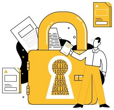 Data security. The fortress data security is guardian confidential business.. Illustrazione stock
