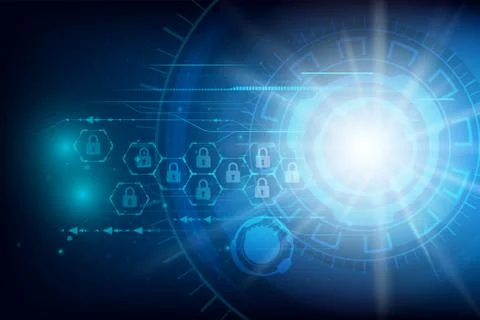 Data security Futuristic Cyber technology abstract background with dotted cir Stock Illustration