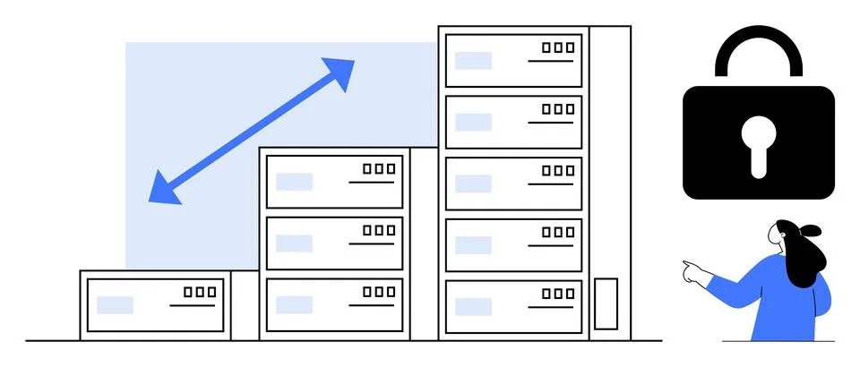 Data Security Growth with Increased Server Capacity Indication Stock Illustration