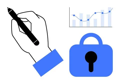 Data Security Handwriting and Analytics Protecting Written and Digital Data 스톡 일러스트