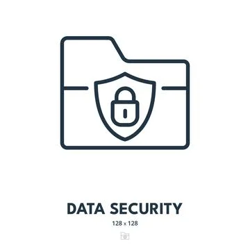 Data Security Icon. Safety, Privacy, Secure. Editable Stroke. Simple Vector Stock Illustration
