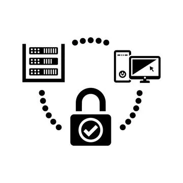 Data security icon, server protection Stock Illustration