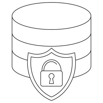 Data Security icon. Vector pictogram with thin black lines Stock Illustration