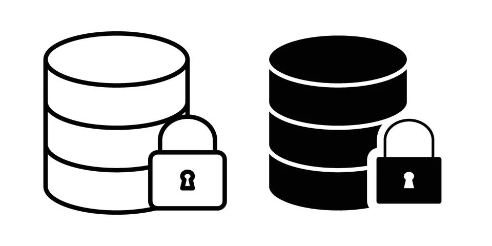 Data security icon vectors. Illustrations in black Stock Illustration
