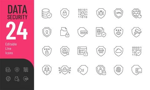 Data Security Icons set 库存插图