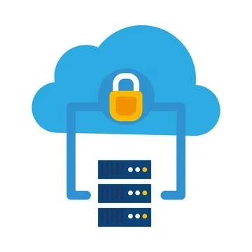 Data security illustration with cloud server Stock Illustration