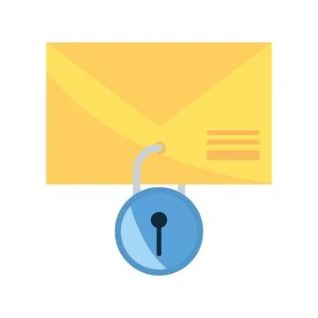 Data security illustration of a envelope and padlock Stock Illustration