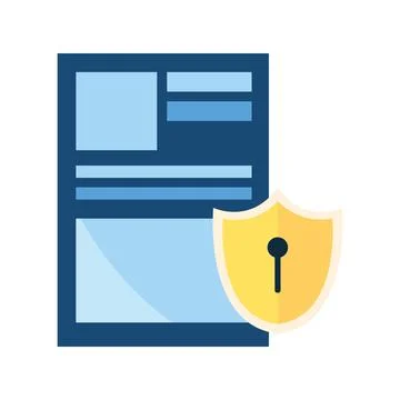 Data security illustration of a file and padlock Illustrazione stock