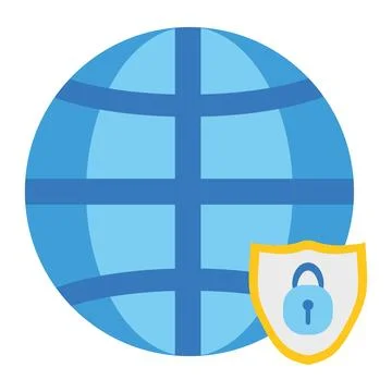 Data security illustration with internet icon and padlock Stock Illustration
