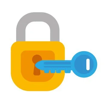 Data security illustration of key with padlock Stock Illustration